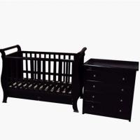 Solid wood sleigh baby crib with wider slats